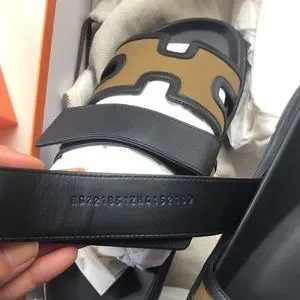 Hermes H Logo Black And Khaki Leather Chypre Sandals Flats Hermes | Shoes | Hermes H Logo Black And Khaki Leather  main image 2